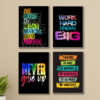Wall Frame for Room Decoration – Set of 4 Motivational Sticky Canvas Phototiles