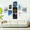 9 Pcs Islamic Calligraphy Wall Decor Canvas Art Set | Sticky Photo Frames for Home Decoration